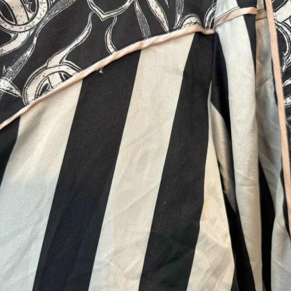 We Are Hah HAHT Striped Printed Button Down Satin Long Sleeve Pajama Shirt Sz XL - Picture 9 of 12